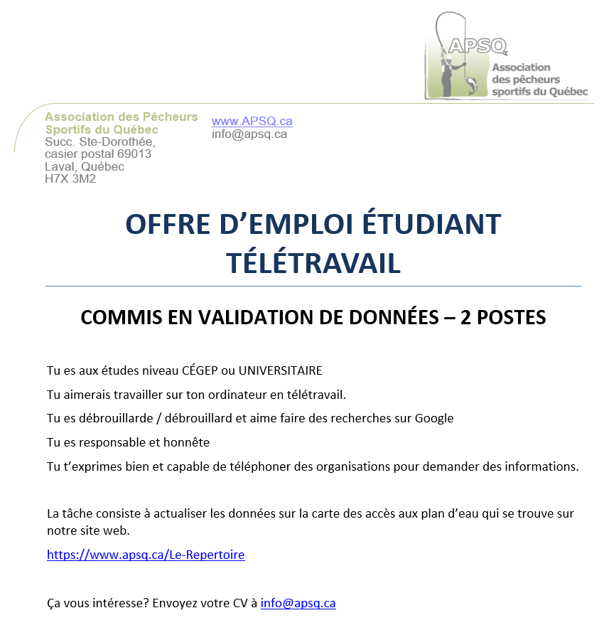 OFFRE D’EMPLOI ÉTUDIANT TÉLÉTRAVAIL